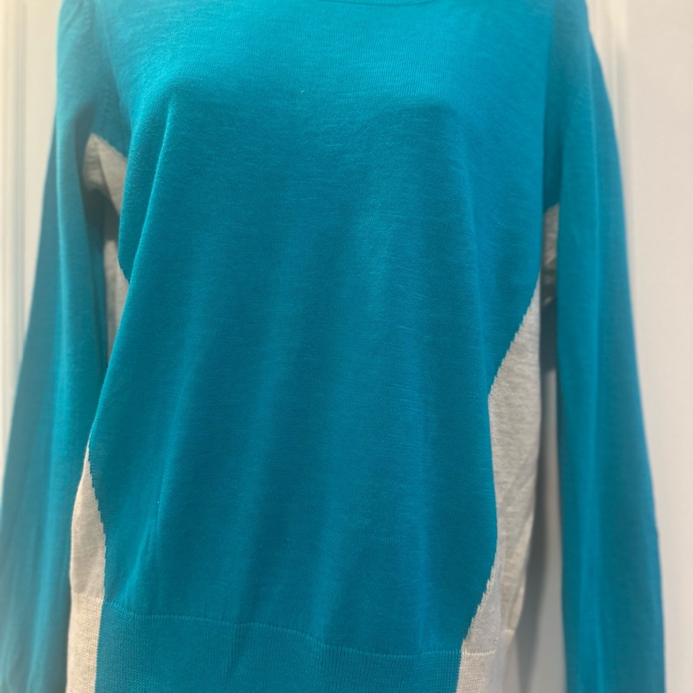 Halogen Blue and Gray Crew Neck Sweater